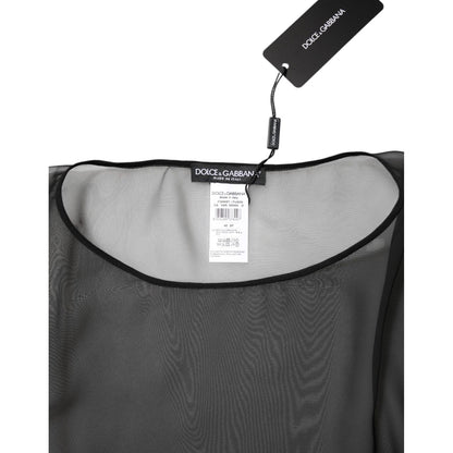 Dolce & Gabbana Black See Through Silk Chiffon Lace Blouse Top