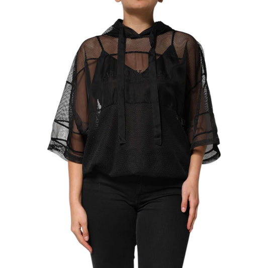 Dolce & Gabbana Black See Through Hooded Pullover Sweater