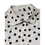 Dolce & Gabbana White Black Dotted Silk Long Sleeves Top