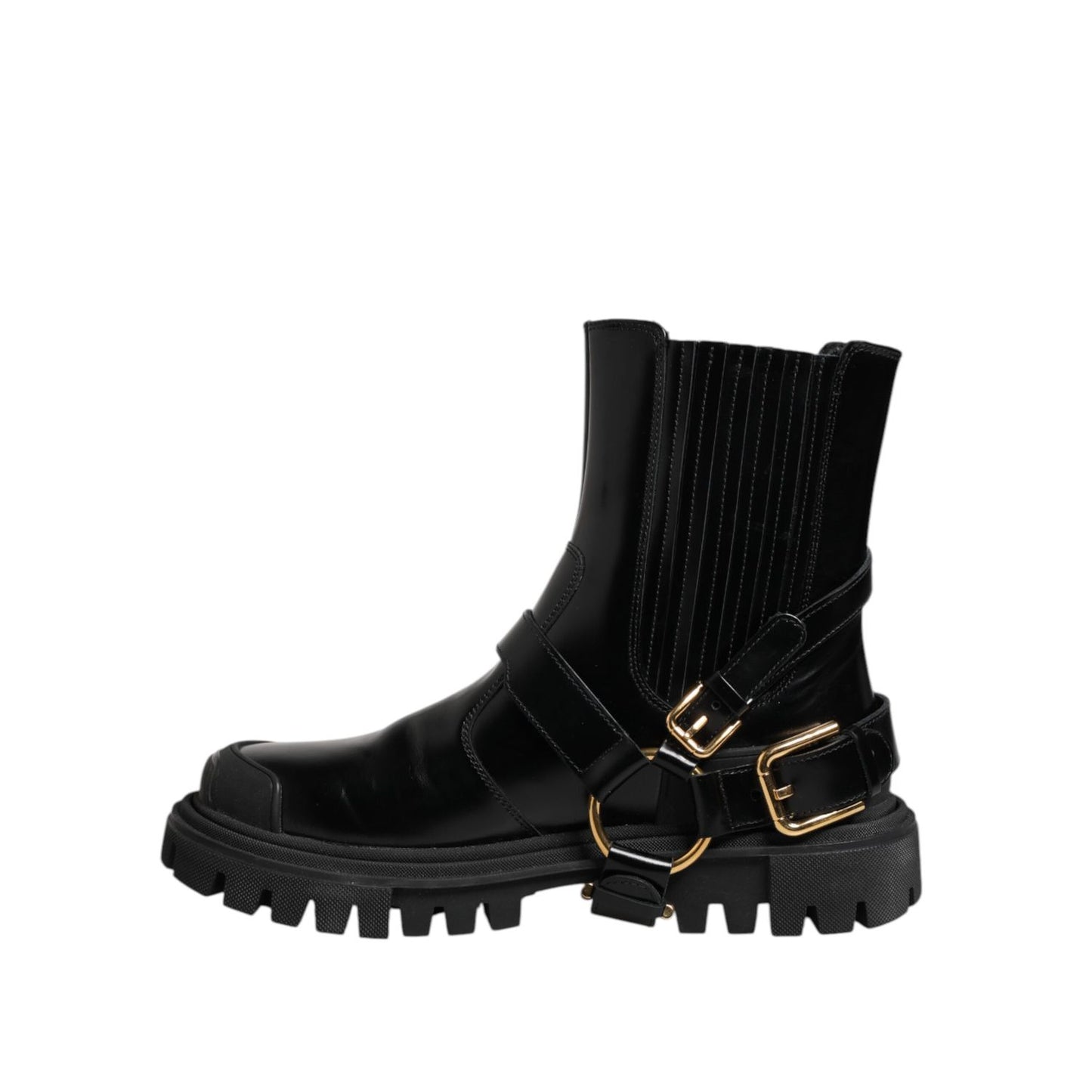 Dolce & Gabbana Black Leather Chelsea Men Short Boots Shoes