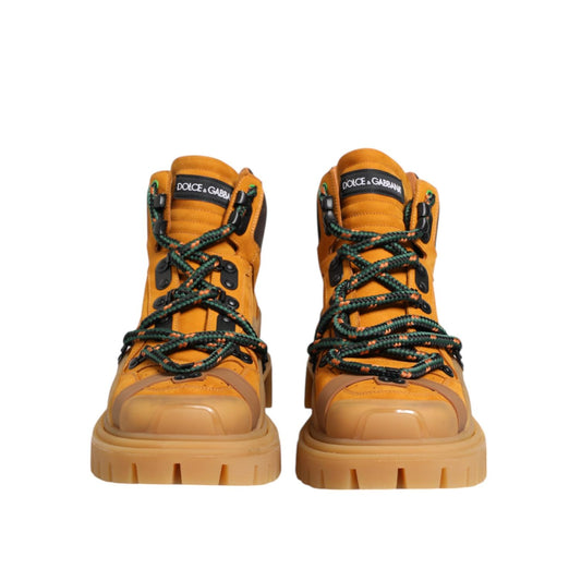 Dolce & Gabbana Orange Lace Up Trekking Ankle Boots Shoes