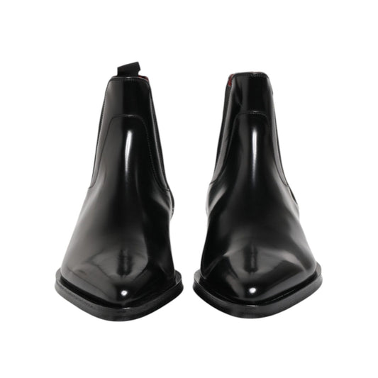 Dolce & Gabbana Black Leather MILLENIALS Mid Calf Boots Shoes