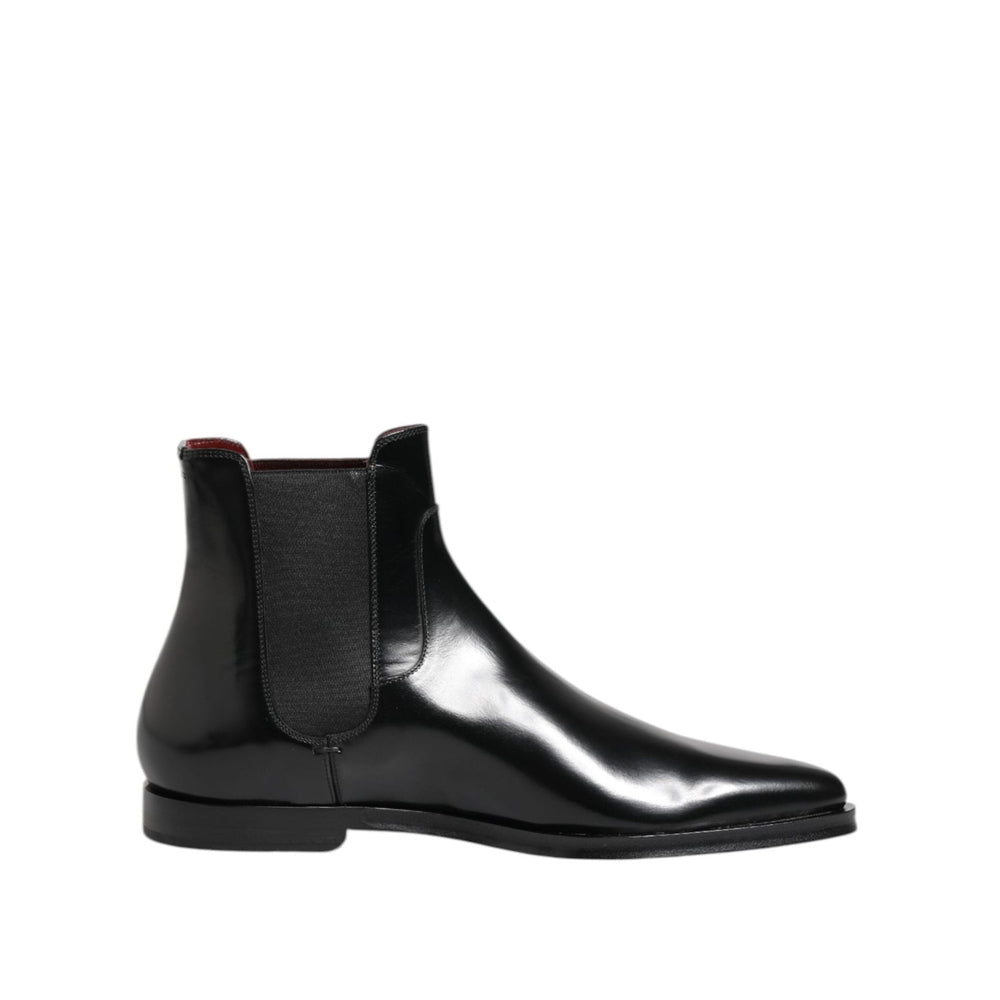 Dolce & Gabbana Black Leather MILLENIALS Mid Calf Boots Shoes