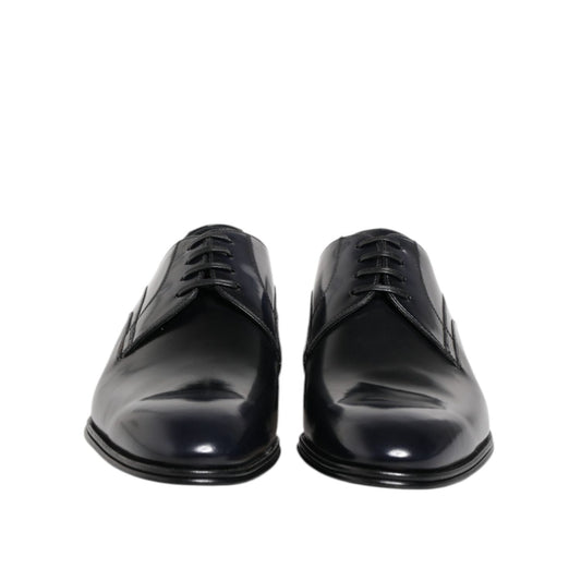 Dolce & Gabbana Navy Blue Leather Lace Up Derby Formal Shoes