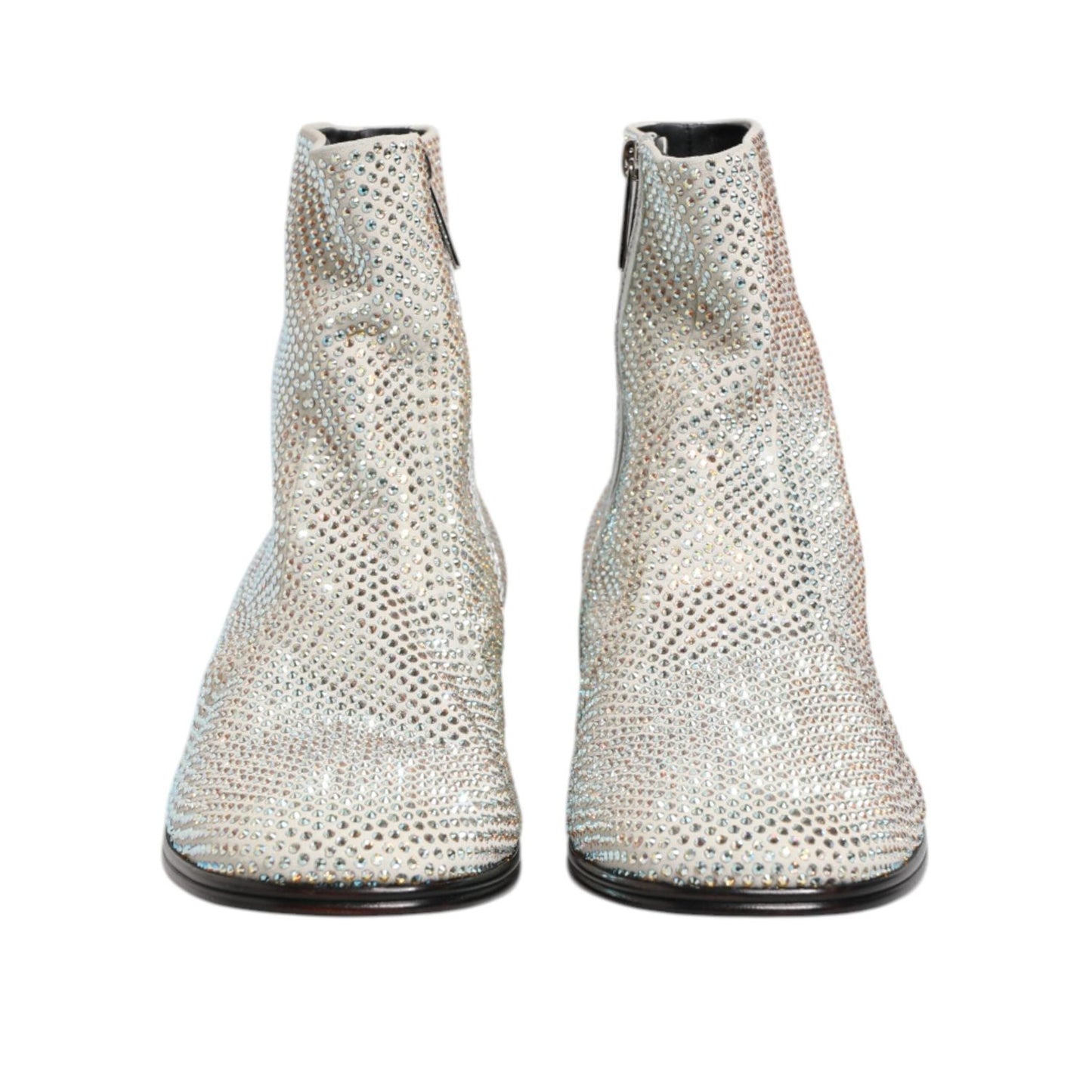 Dolce & Gabbana White Strass DG Logo Heels Ankle Boots Shoes MV7707-45