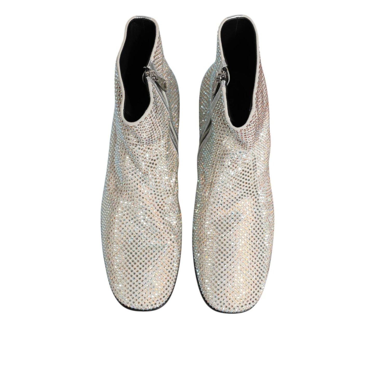 Dolce & Gabbana White Strass DG Logo Heels Ankle Boots Shoes MV7707-45