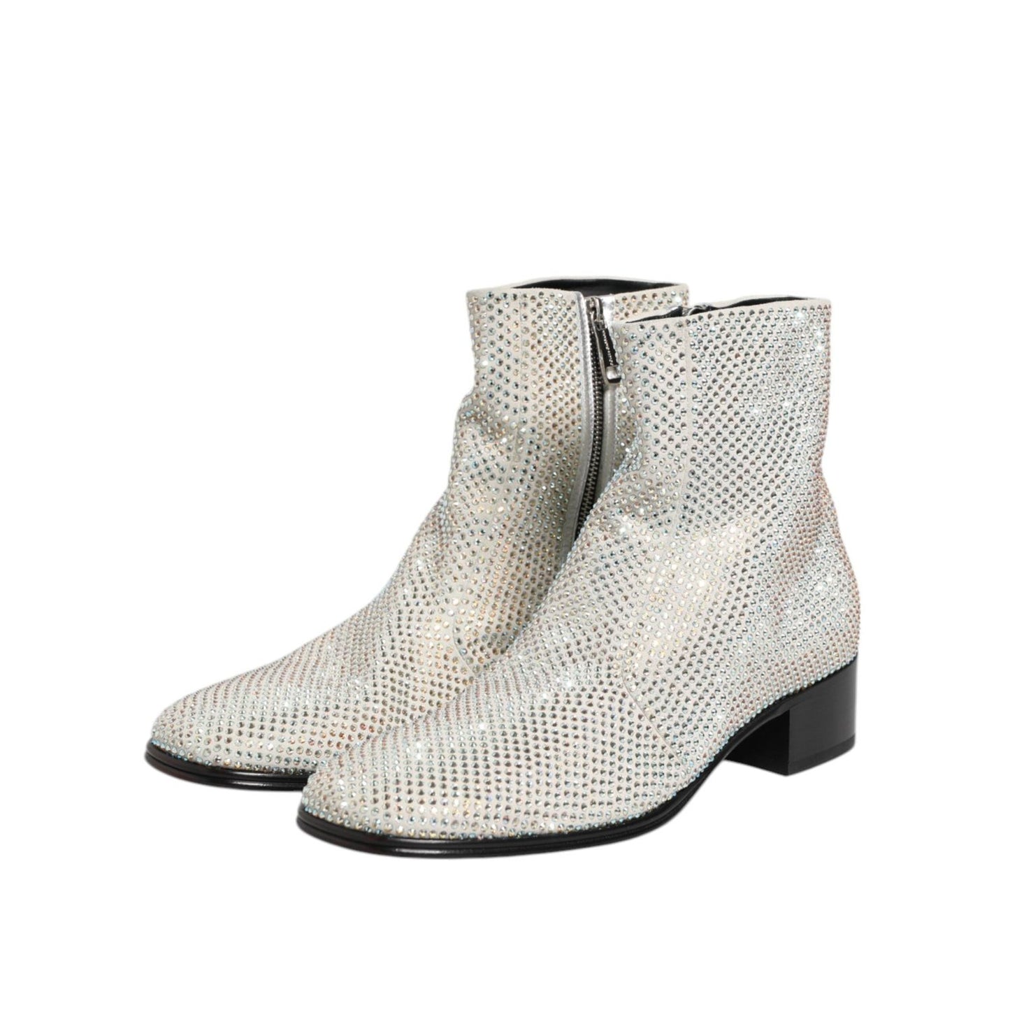 Dolce & Gabbana White Strass DG Logo Heels Ankle Boots Shoes MV7707-45