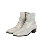 Dolce & Gabbana White Strass DG Logo Heels Ankle Boots Shoes MV7707-45