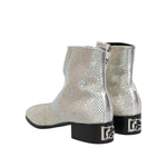 Dolce & Gabbana White Strass DG Logo Heels Ankle Boots Shoes MV7707-45