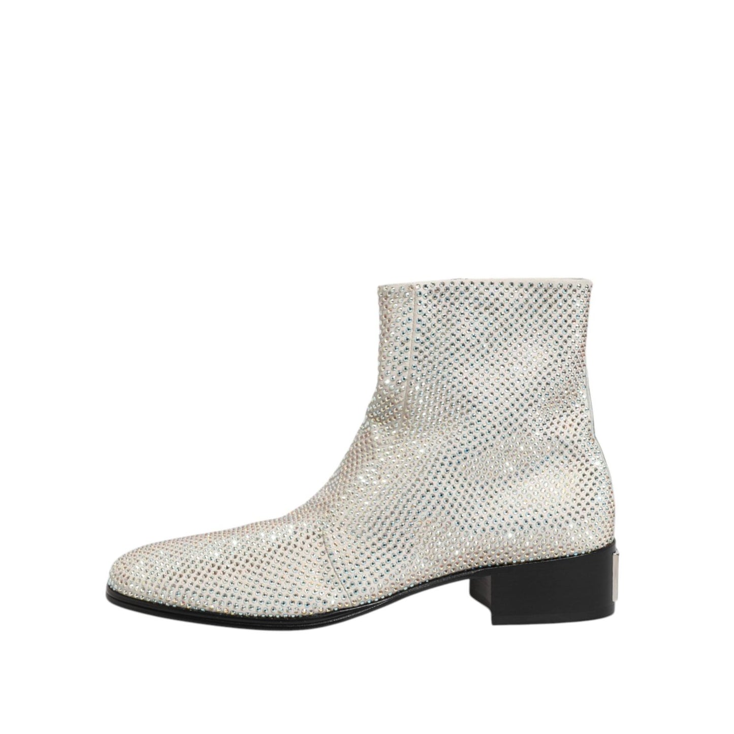 Dolce & Gabbana White Strass DG Logo Heels Ankle Boots Shoes MV7707-45