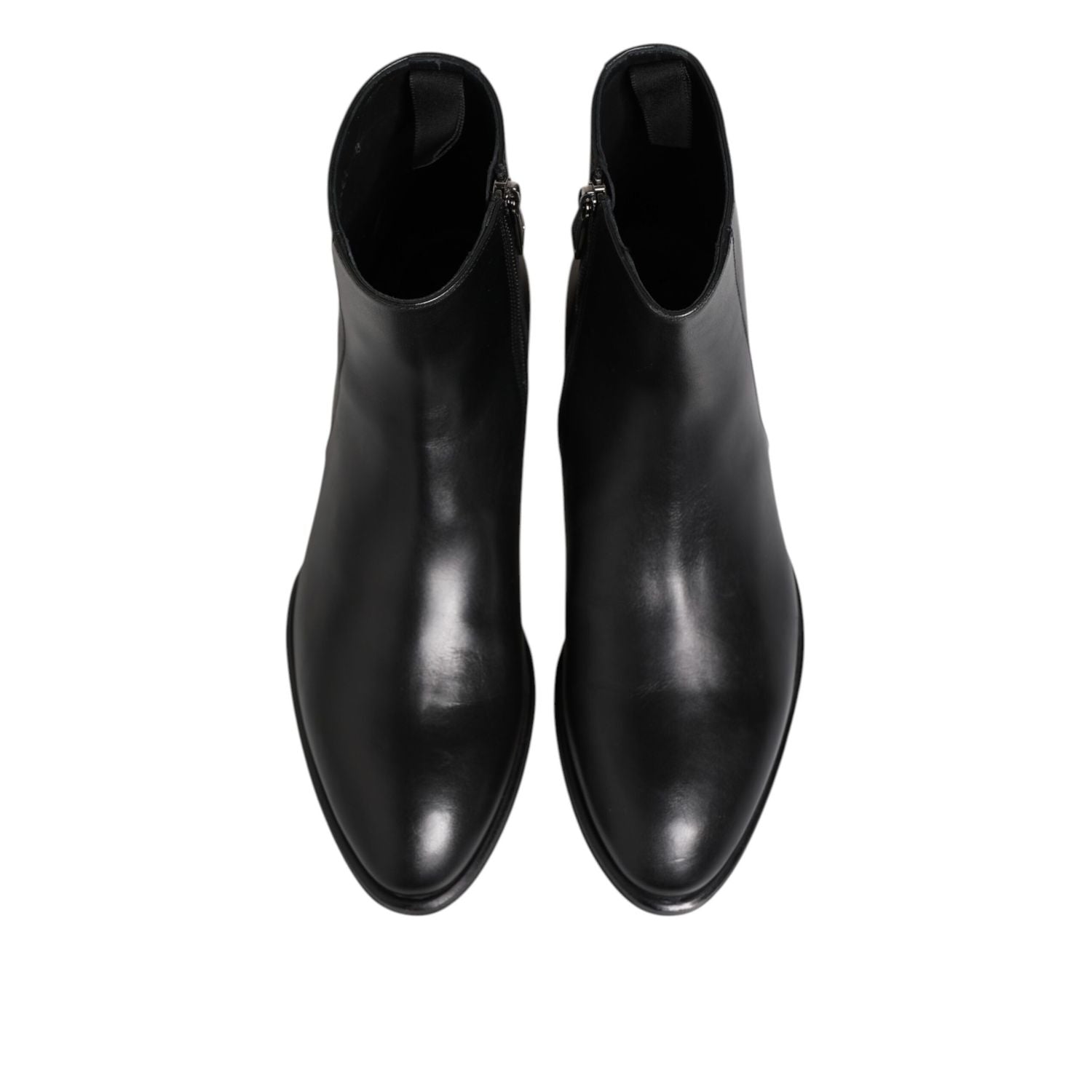 Dolce & Gabbana Black Leather Mid Calf Men Boots Shoes