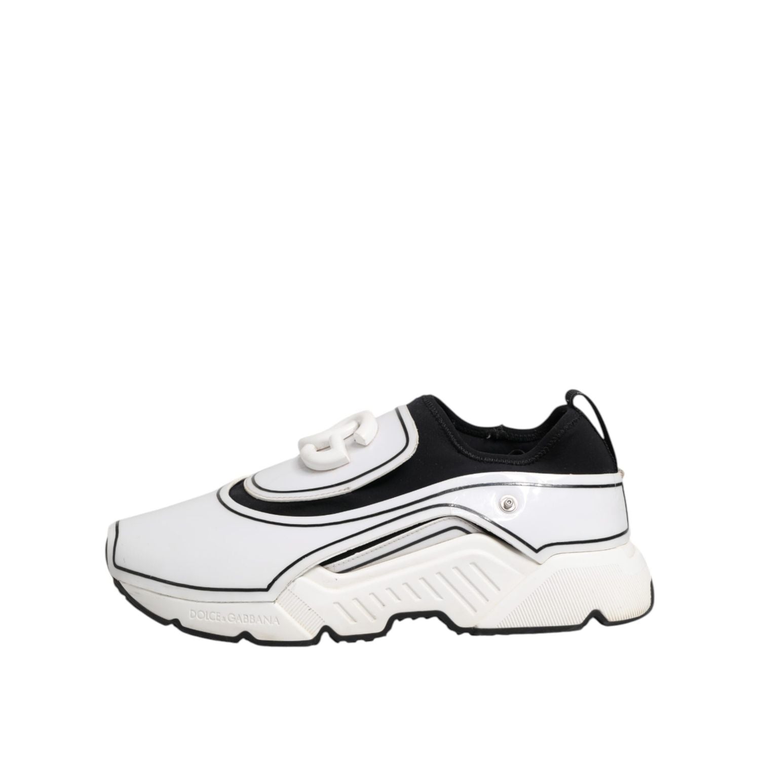 Dolce & Gabbana White Black Logo Plaque Daymaster Men Sneakers Shoes