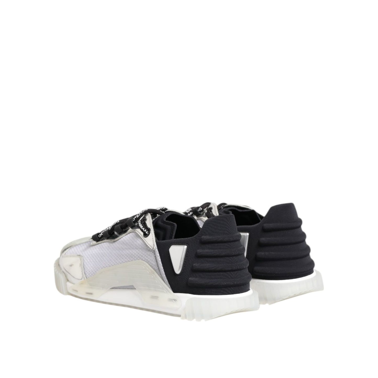 Dolce & Gabbana Silver Black Nylon NS1 Low Top Sneakers Shoes