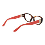 Guess Brown Women Glasses Frame in cat eye style with full-rim acetate design, featuring red temples and demo lenses.