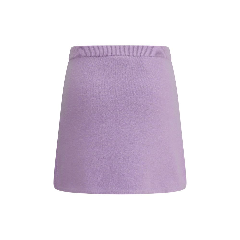 Self-Portrait Purple Viscose Mini Skirt with jewel embellishments and elastic waistband, featuring front slit pockets.