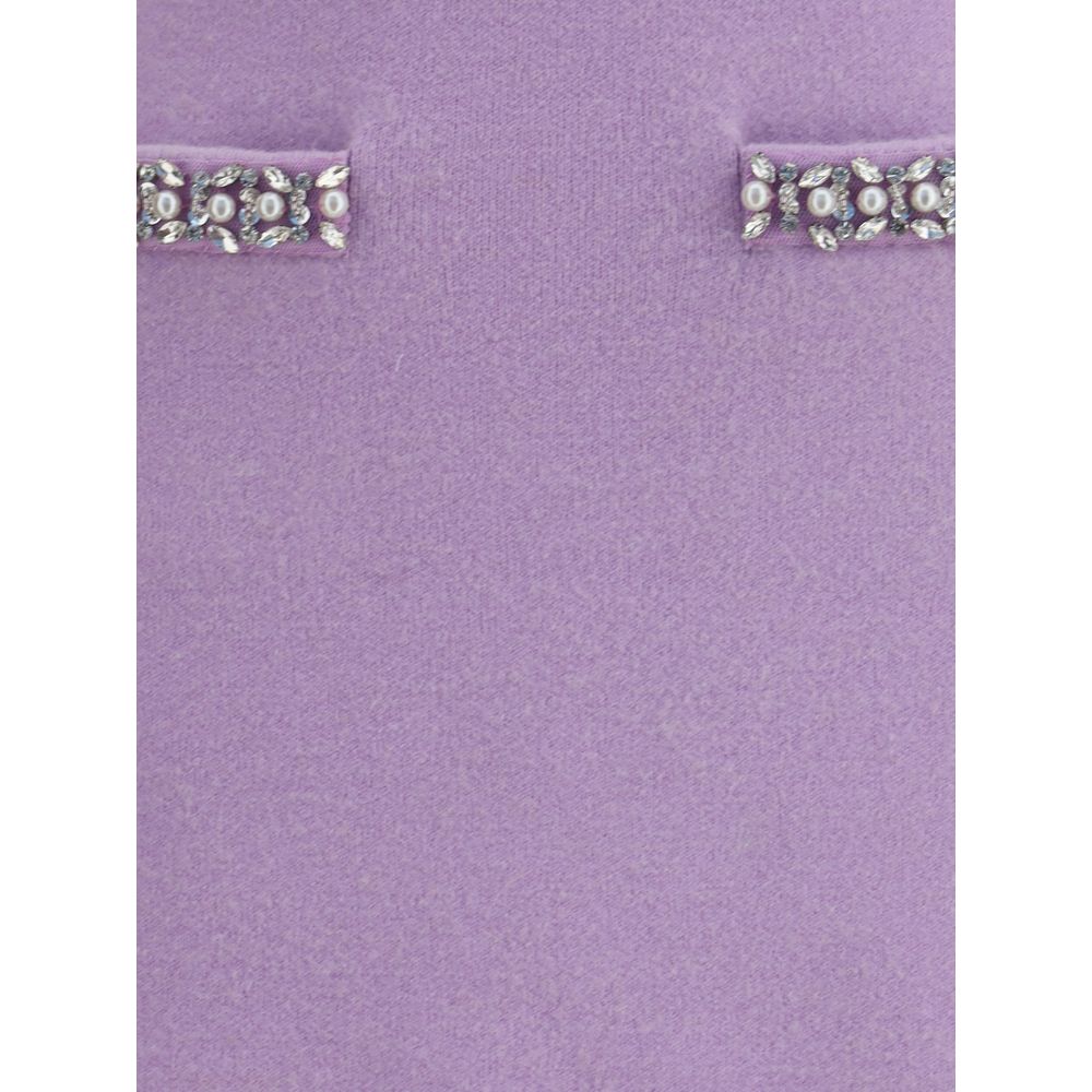 Self-Portrait Purple Viscose Mini Skirt with jewel embellishments and slit pockets, featuring an elegant and contemporary design.
