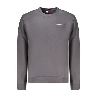 Tommy Hilfiger Gray Cotton Men Sweater with embroidered logo, sustainable blend of cotton and polyester, perfect for modern casual wear.