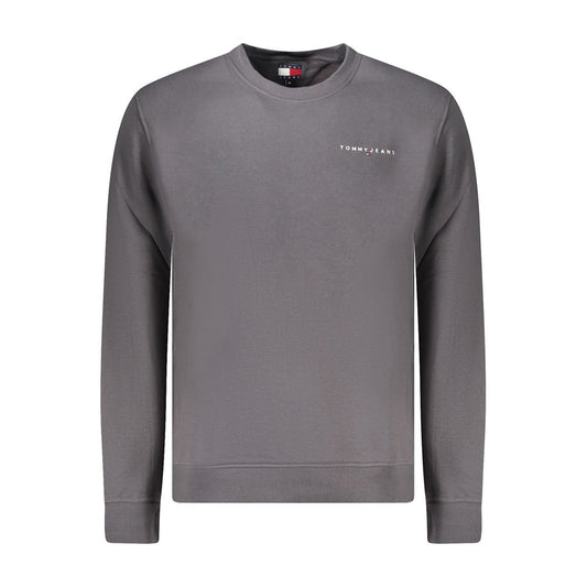 Tommy Hilfiger Gray Cotton Men Sweater with embroidered logo, sustainable blend of cotton and polyester, perfect for modern casual wear.