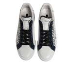 Dolce & Gabbana White Blue Crown Low Top Sneakers Shoes MV7753-43.5