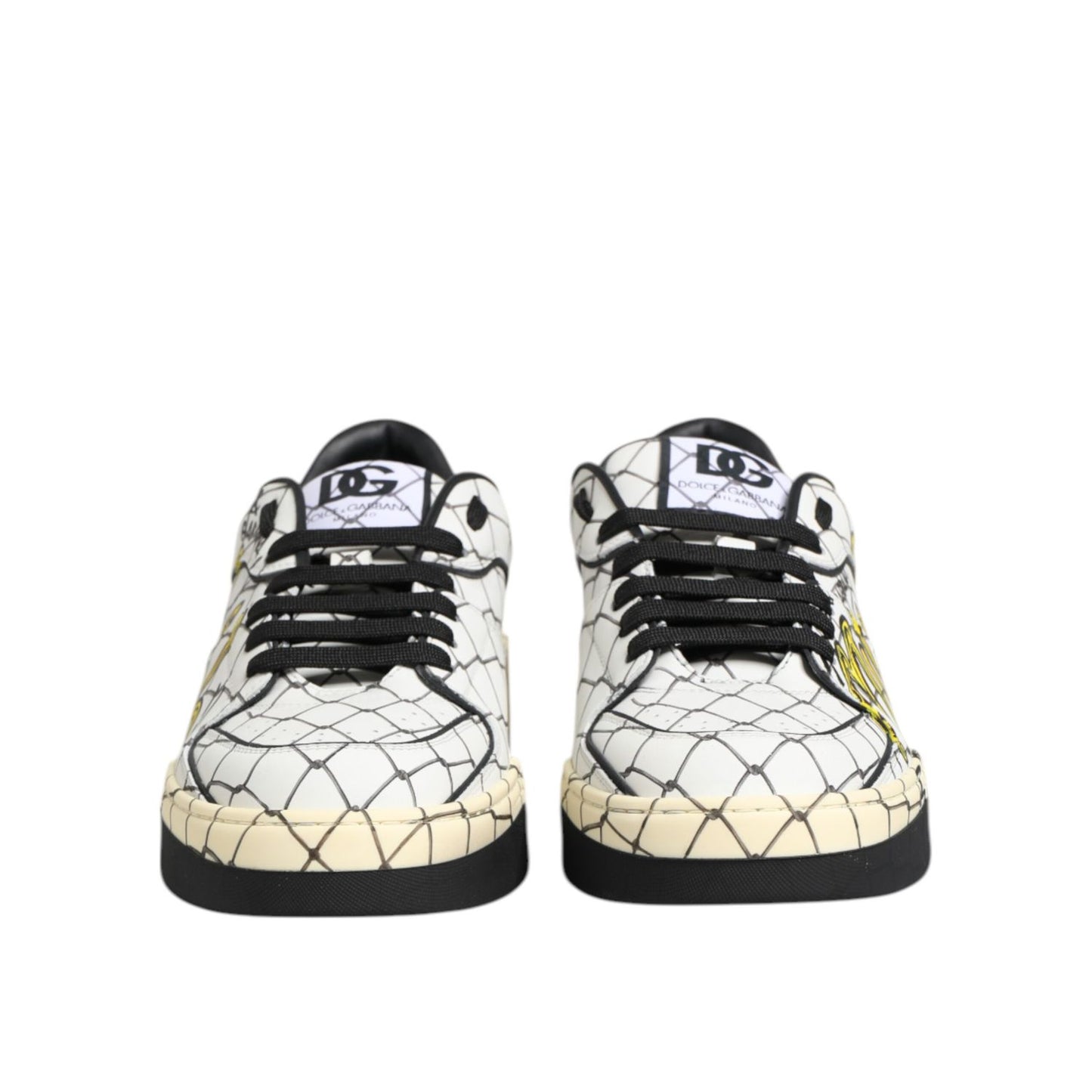 Dolce & Gabbana White Logo Print Low Top Men Sneakers Shoes