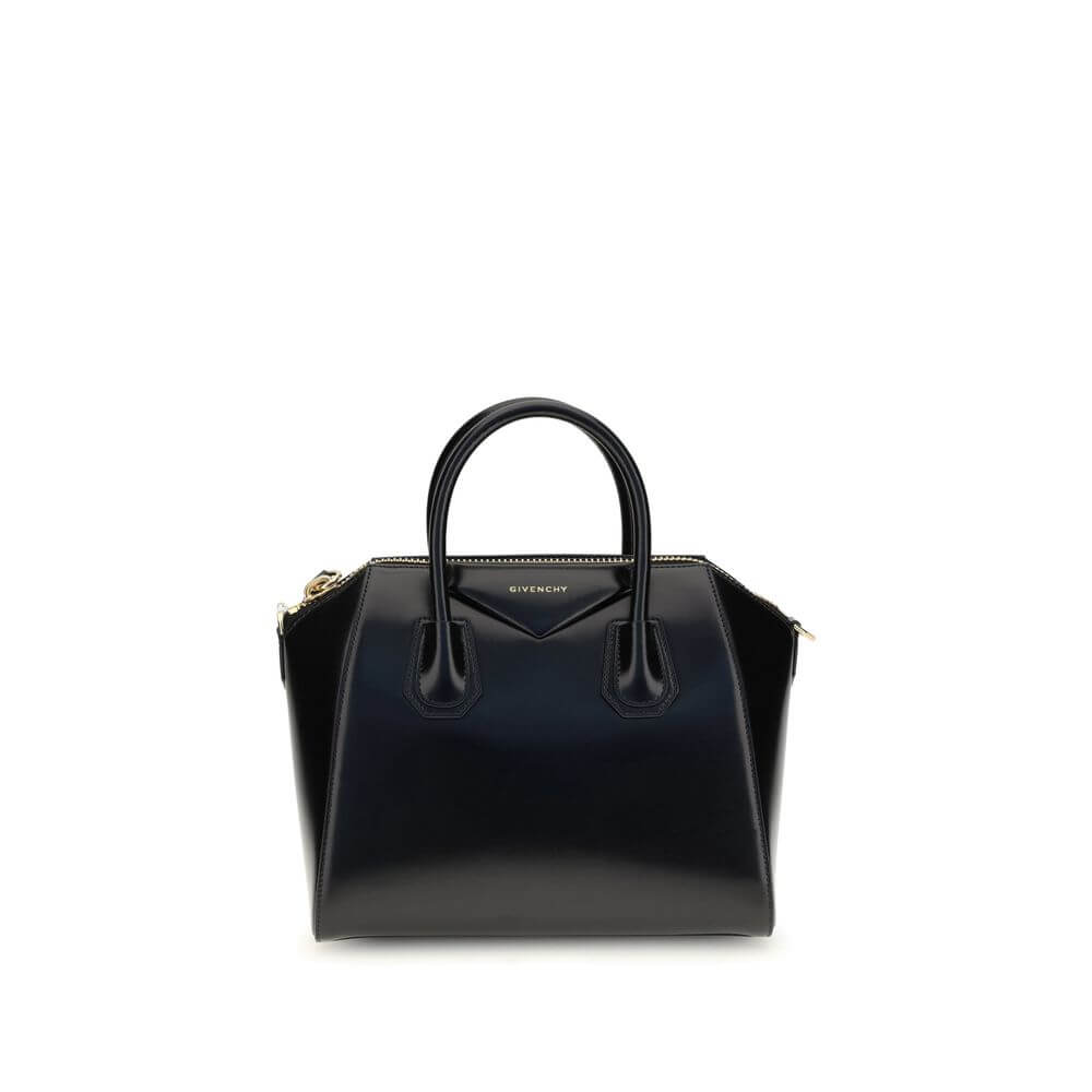 Givenchy Black Calf Leather Bos Taurus Handbag with zipper closure and gold metallic details