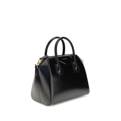 Givenchy Black Calf Leather Bos Taurus Handbag with gold finish details, showing a refined design and embossed signature.