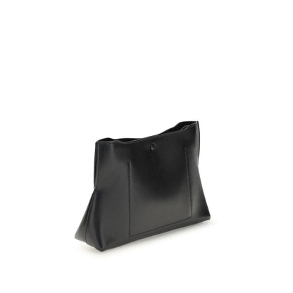 Givenchy Black Calf Leather Bos Taurus Clutch Bag with magnetic closure and gold-printed logo, showcasing back view.