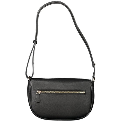 Guess Jeans Black Polyethylene Women Handbag with adjustable strap and dual compartments, showcasing sleek style and functionality.