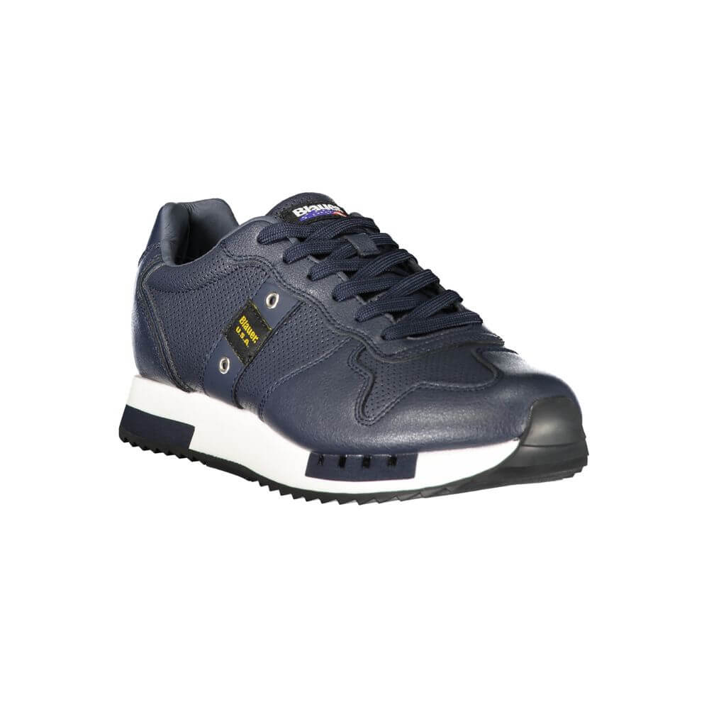 Blauer Blue Leather Men Sneaker with urban flair and sporty silhouette, featuring contrasting details and iconic Blauer logo.