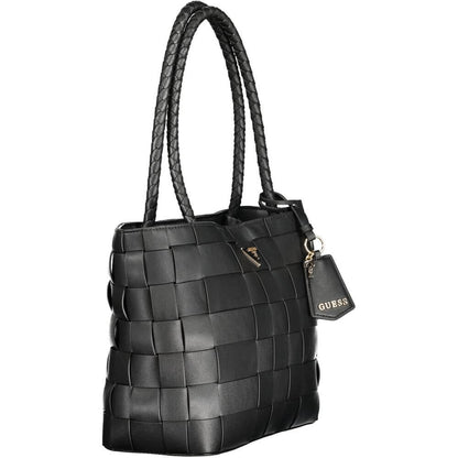 Guess Jeans Black Polyethylene Women Handbag with spacious compartments and elegant design.