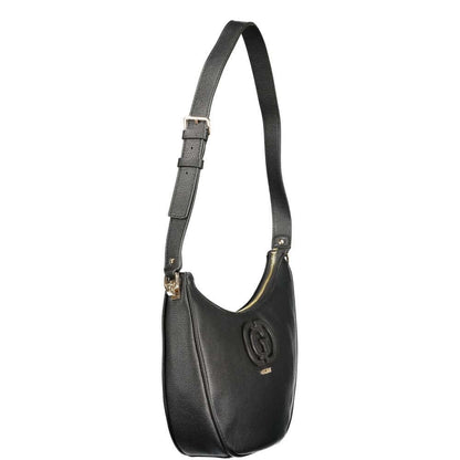 Guess Jeans Black Polyethylene Women Handbag with adjustable strap and zip closure, featuring external and internal pockets for organization.