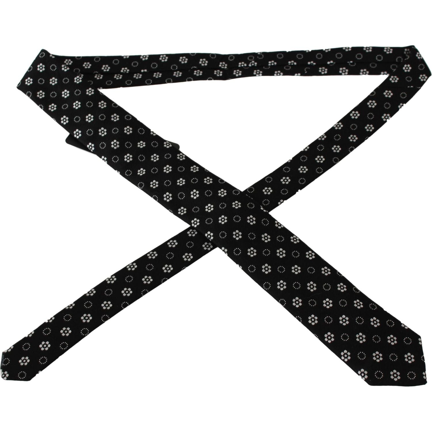 优雅黑色花朵丝绸领带