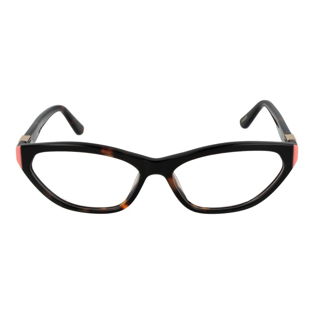 Guess Brown Women Glasses Frame in acetate cat-eye style with full-rim design, featuring a branded case, perfect for women.