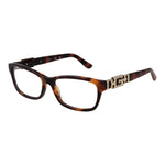 Guess Brown Women Glasses Frame in acetate with full-rim rectangular style, demo lenses, and branded case included.