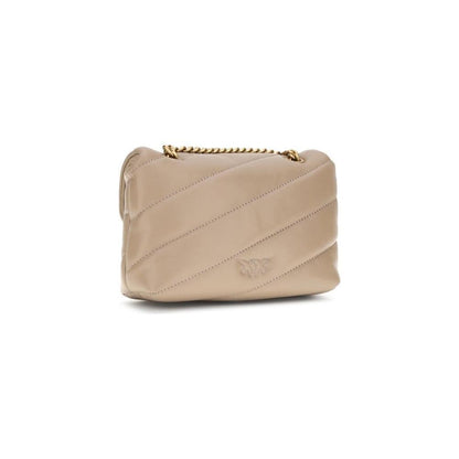 PINKO Beige Calf Leather Bos Taurus Shoulder Bag