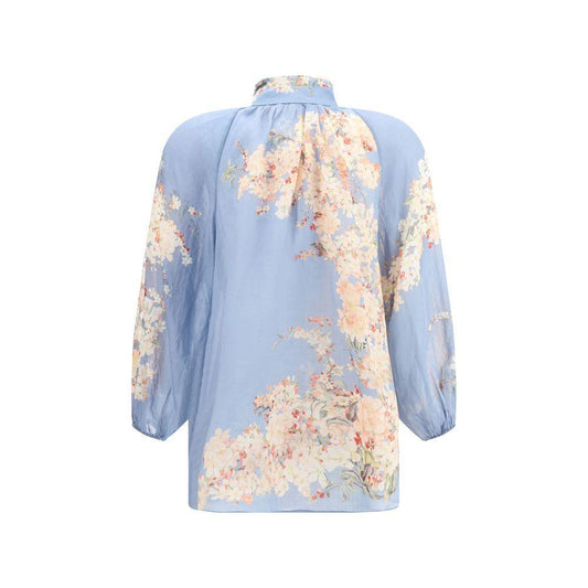Zimmermann Cascadian Blouse with puff sleeves ZI-3548TSS255TLBLBTFLO-1