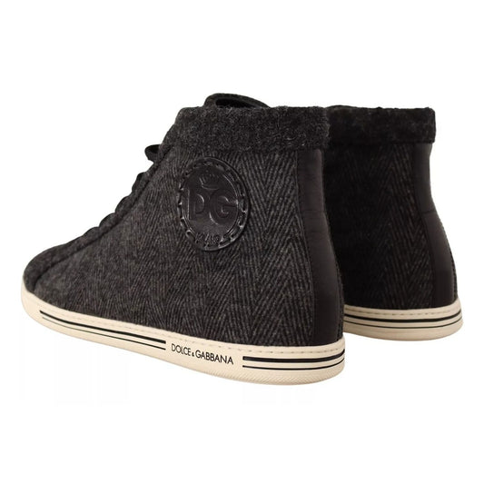 Dolce & Gabbana Gray Wool Cotton Casual High Top Sneakers MV4370 -44
