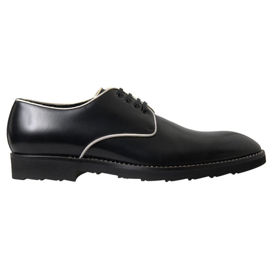 Dolce & Gabbana Black White Leather Formal Dress Shoes MV5096-39.5