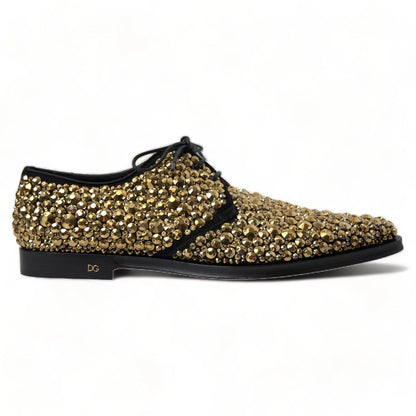 Dolce & Gabbana Black Gold Embellished Derby Shoes