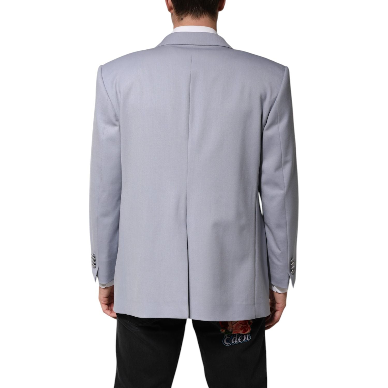 Dolce & Gabbana Gray Wool Single Breasted Men Suit Blazer