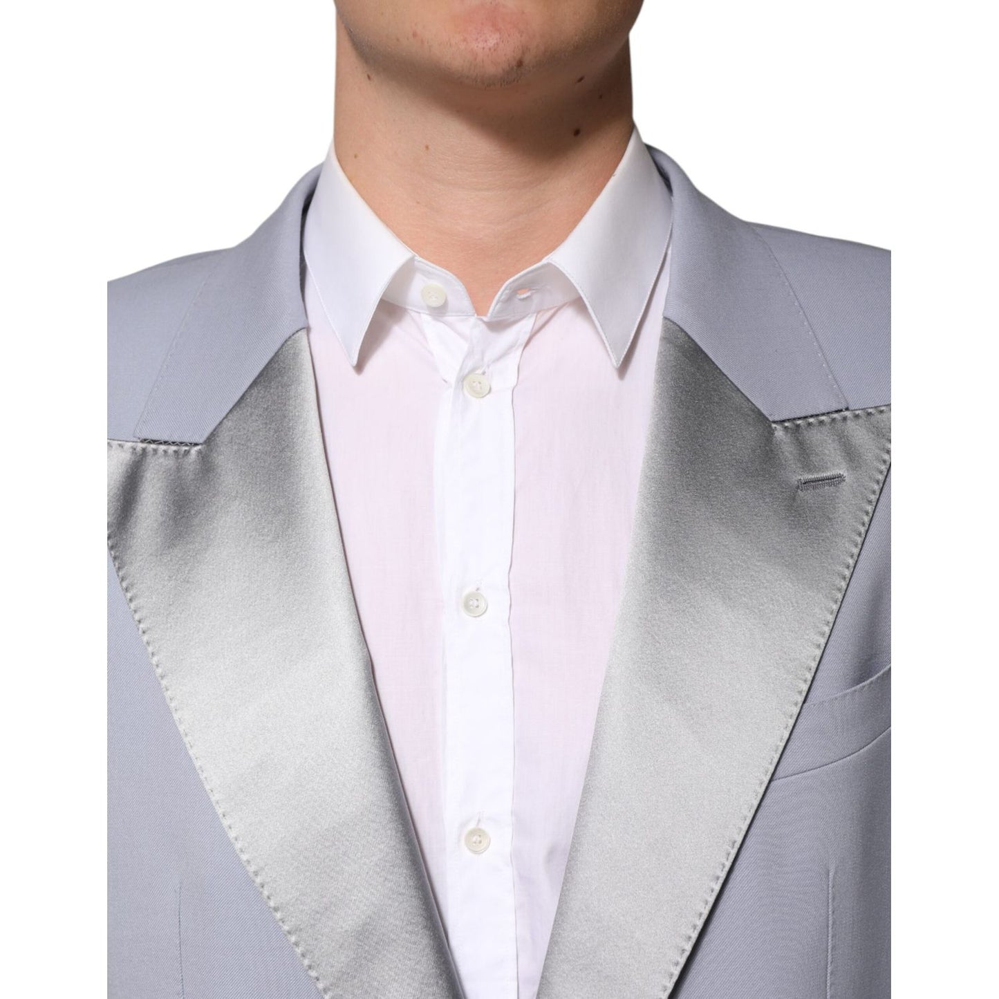 Dolce & Gabbana Gray Wool Single Breasted Men Suit Blazer