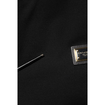Dolce & Gabbana Black Sleeveless Hooded Logo Plaque Jacket