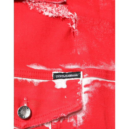 Dolce & Gabbana Red Sleeveless Logo Plaque Vest Jacket