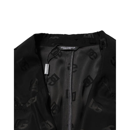 Dolce & Gabbana Black Polyester Logo Monogram Coat Jacket