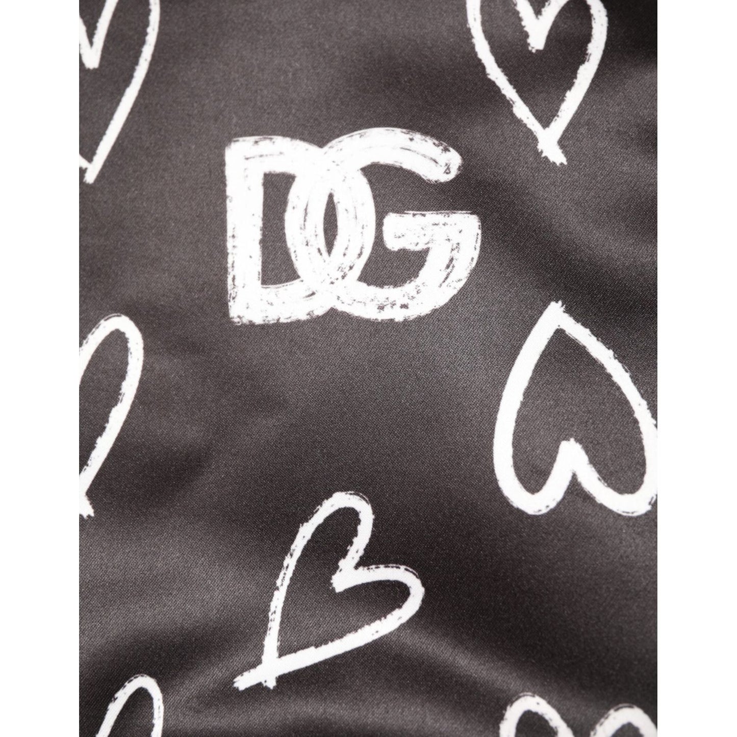 Dolce & Gabbana Black Polyester Heart Print Bomber Jacket