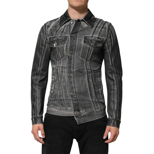 Dolce & Gabbana Gray Washed Cotton Stretch Denim Jacket