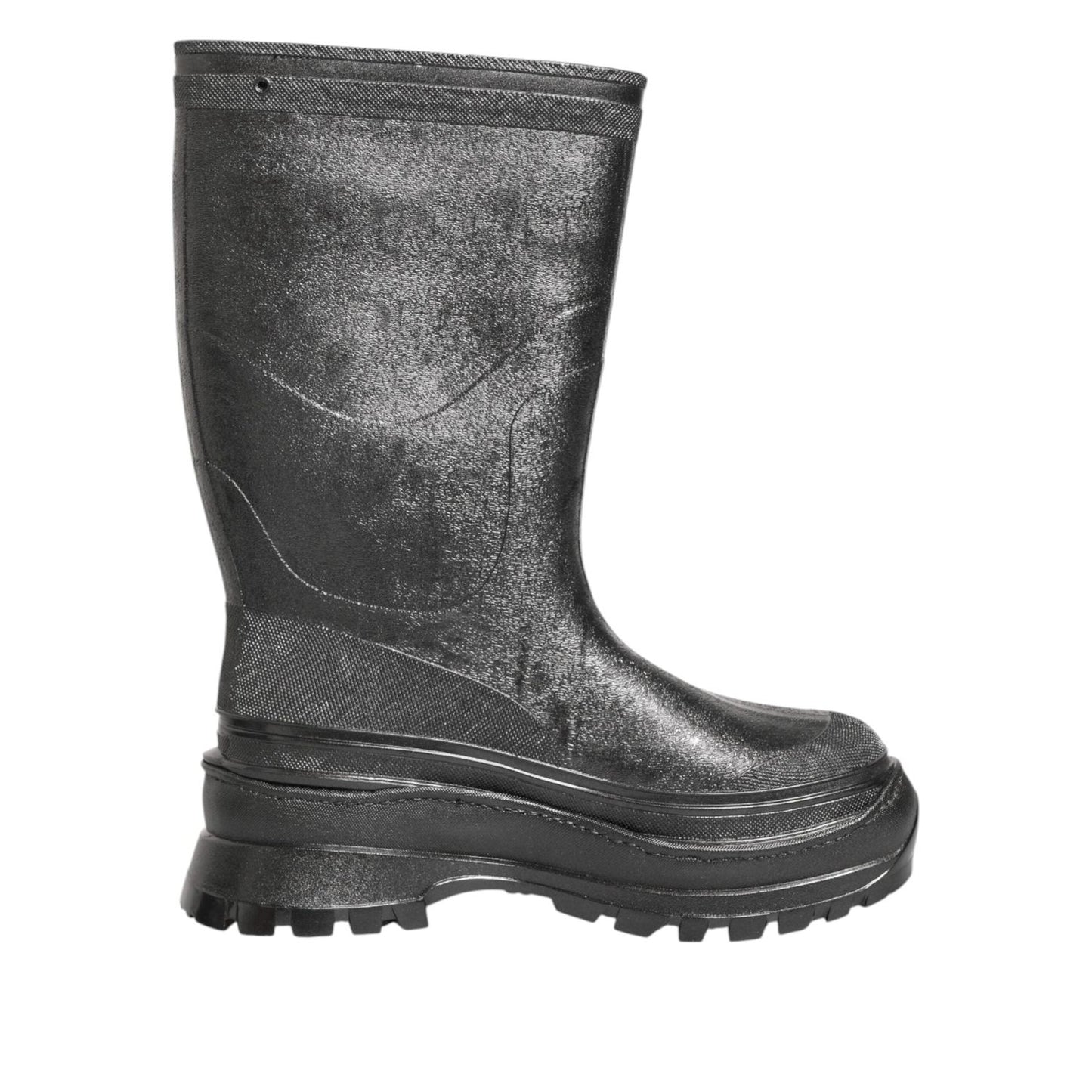 Dolce & Gabbana Metallic Black Pull On Rain Boots Shoes
