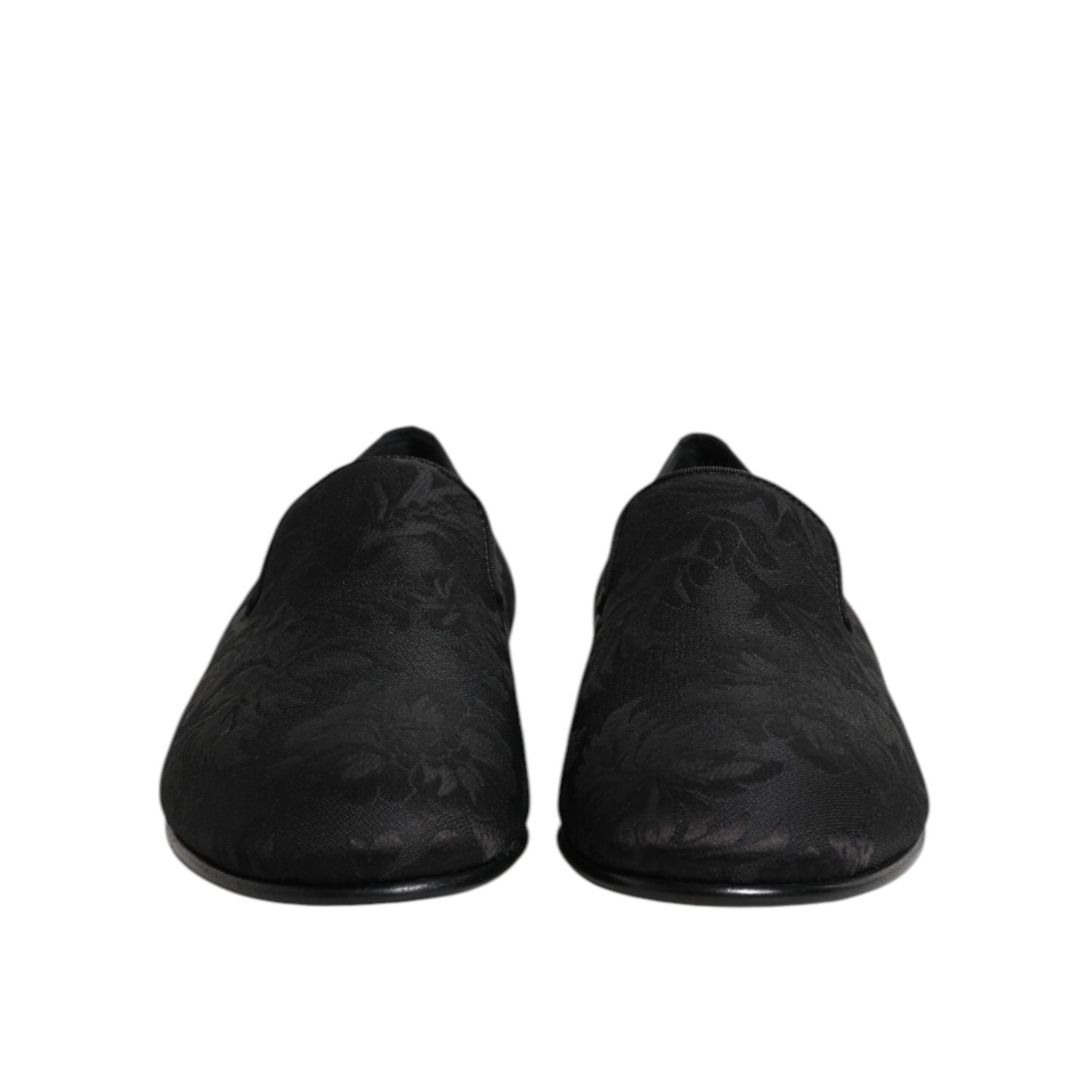 Dolce & Gabbana Black Floral Brocade Loafers Men Dress Shoes