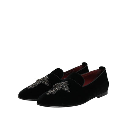 Dolce & Gabbana Black Suede Cross Slip On Loafers Dress Shoes