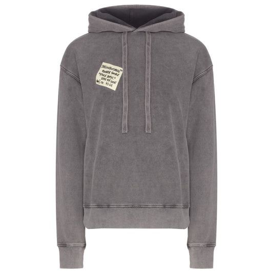 Diego Venturino Gray Cotton Men Hoodie